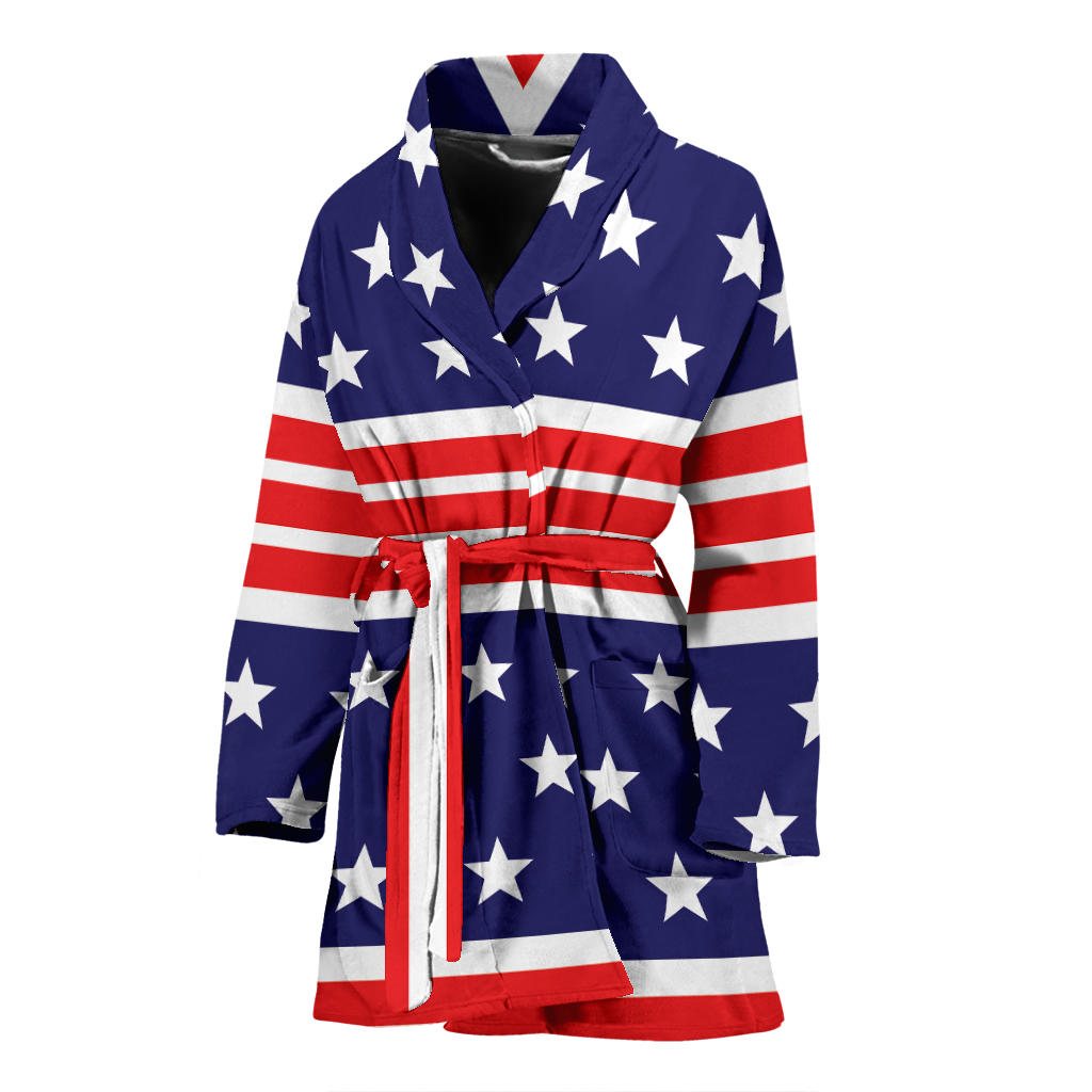 Patriotic Pattern Print Design A04 Women Bathrobe