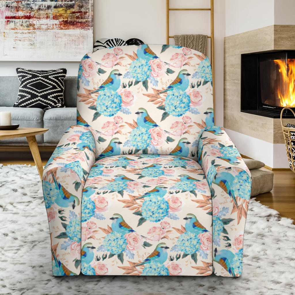 Bluebird Pattern Print Design 03 Recliner Slipcover with Pocket