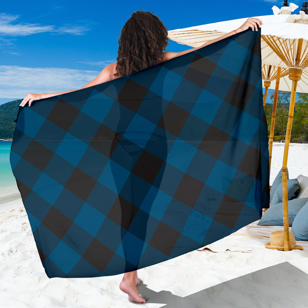 Plaid Blue Pattern Print Design A04 Sarong Pareo Wrap
