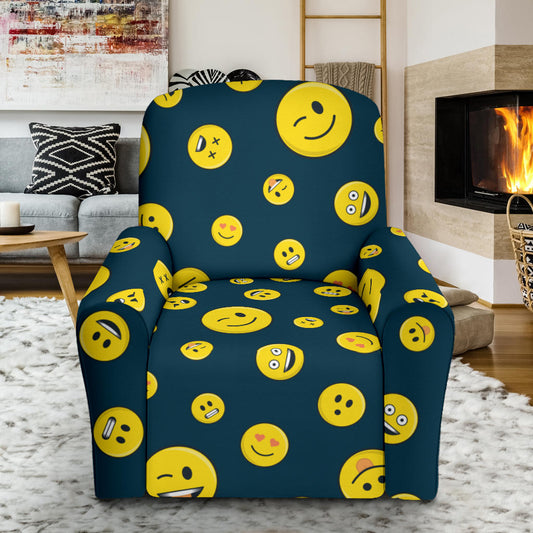 Smiley Face Emoji Print Design LKS301 Recliner Slipcover with Pocket