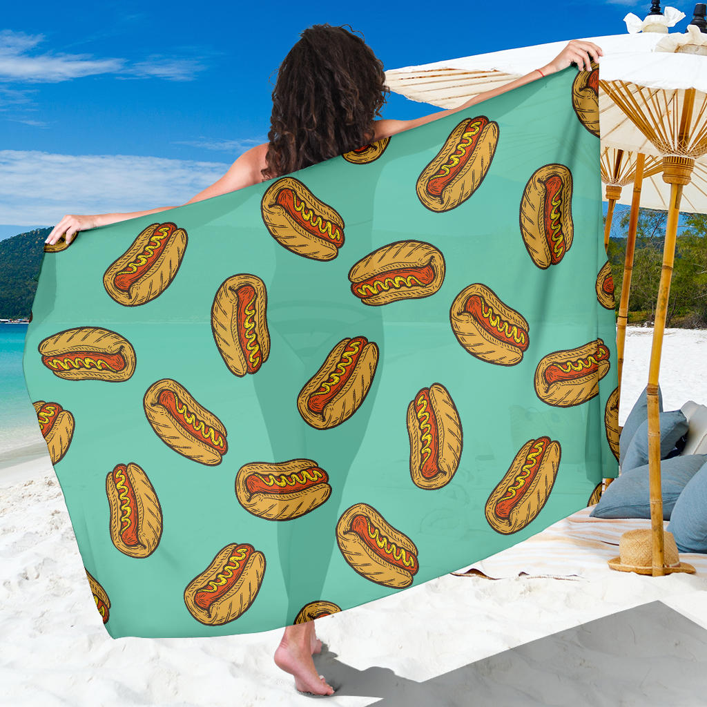 Hot Dog Pattern Print Design 04 Sarong Pareo Wrap