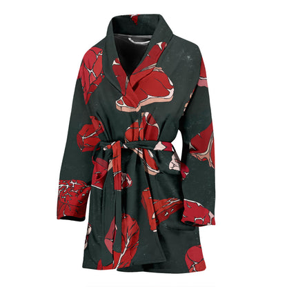 Meat Pattern Print Design 01 Women Bathrobe