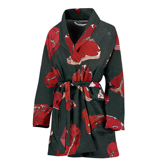 Meat Pattern Print Design 01 Women Bathrobe