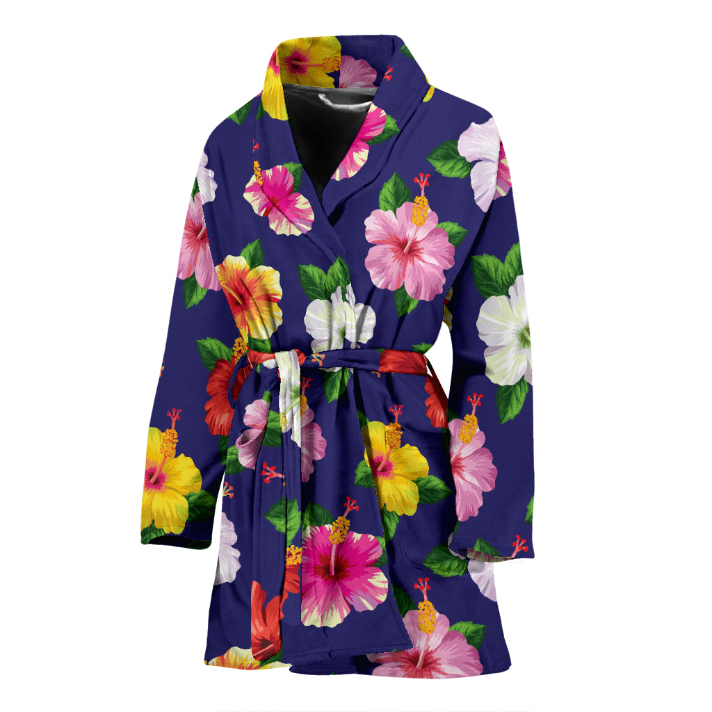 Hibiscus Colorful Print Design LKS301 Women Bathrobe