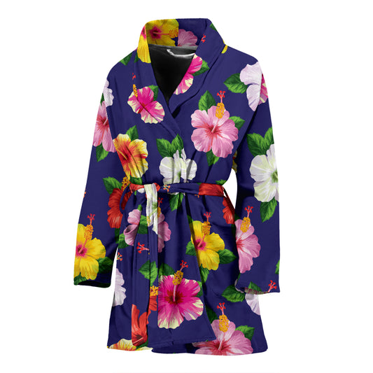 Hibiscus Colorful Print Design LKS301 Women Bathrobe