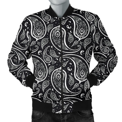 Paisley Black Design Print Men Bomber Jacket