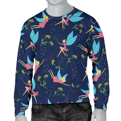 Fairy with flower Print Pattern Men Long Sleeve Sweatshirt