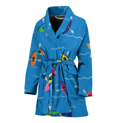 Kayak Pattern Print Design 03 Women Bathrobe