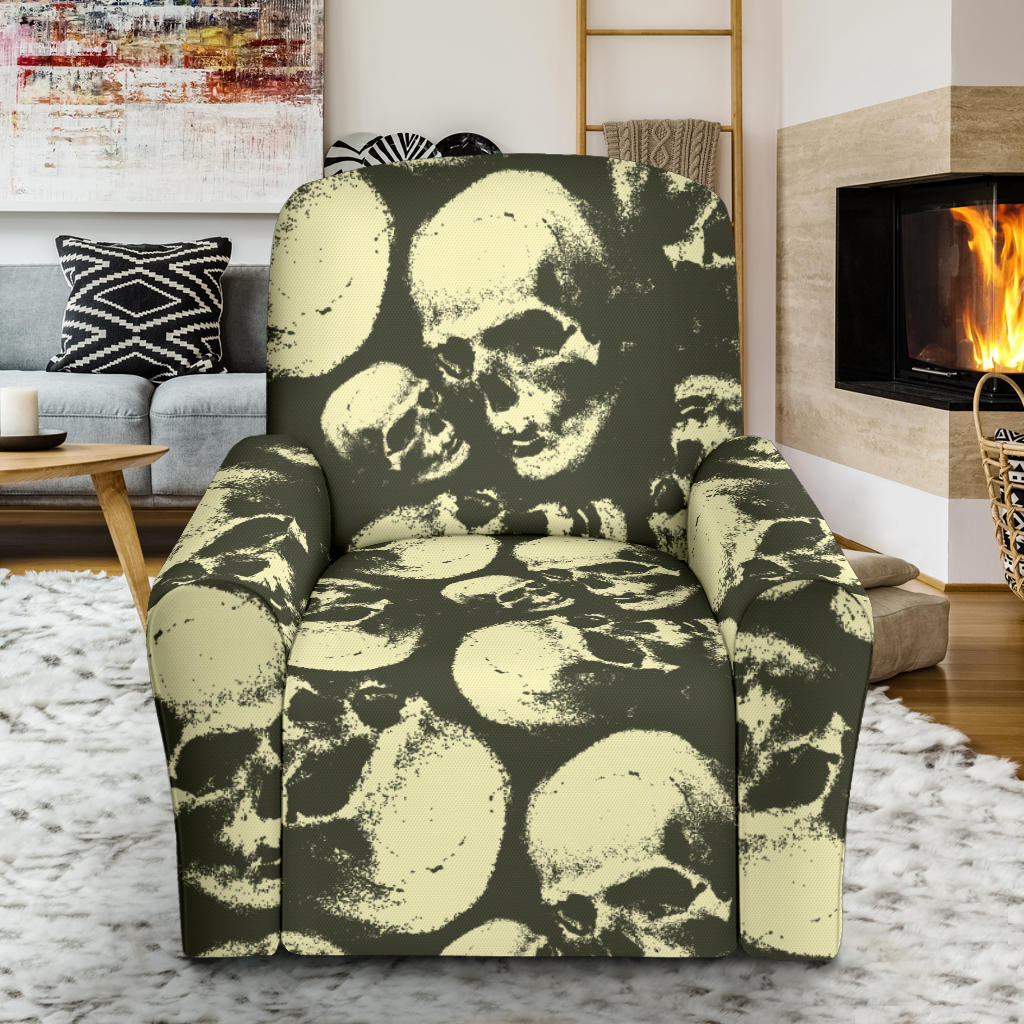 Skull Print Design LKS302 Recliner Slipcover with Pocket