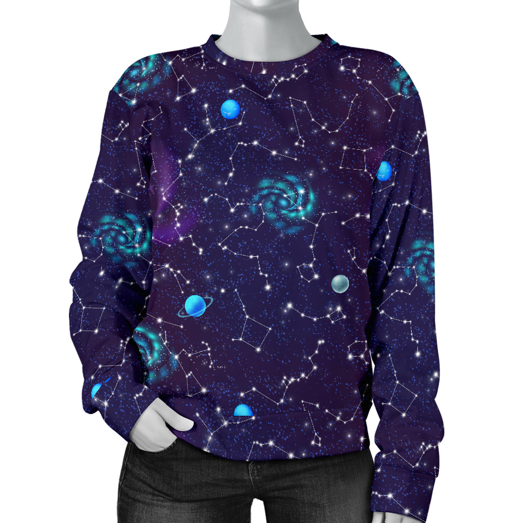 Zodiac Galaxy Design Print Women Long Sleeve Sweatshirt