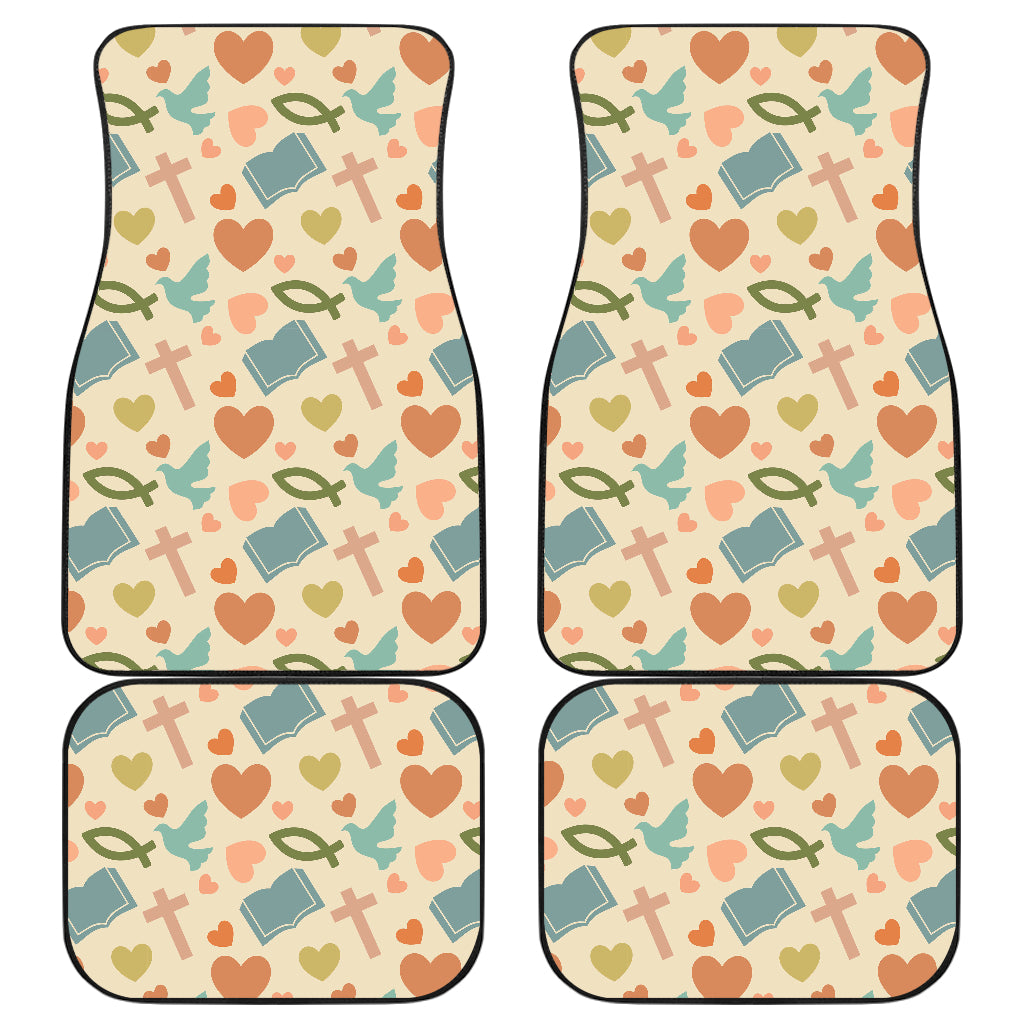 Christian Symbol Pattern Car Floor Mats Front Back