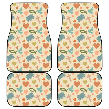 Christian Symbol Pattern Car Floor Mats Front Back