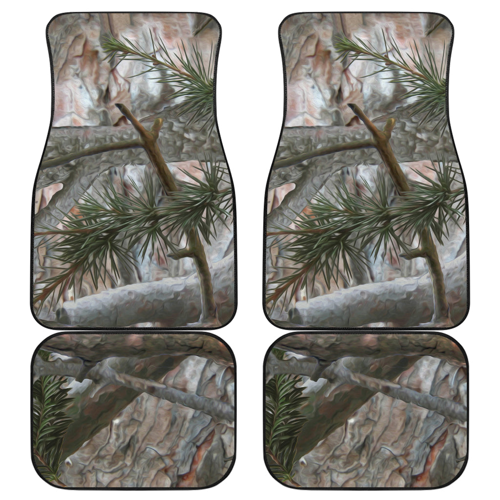 Camo Realistic Tree Forest Pattern Car Floor Mats Front Back