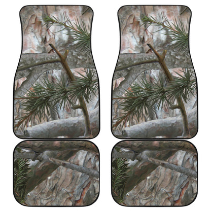Camo Realistic Tree Forest Pattern Car Floor Mats Front Back