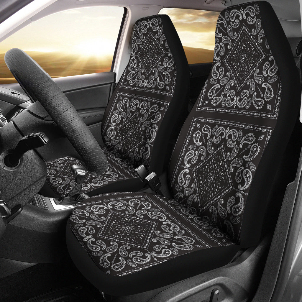 Bandana Black White Print Design LKS302 Car Seat Covers