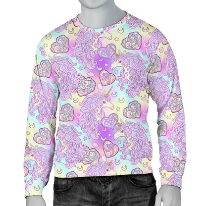 Unicorn Rainbow Star Heart Print Men Long Sleeve Sweatshirt