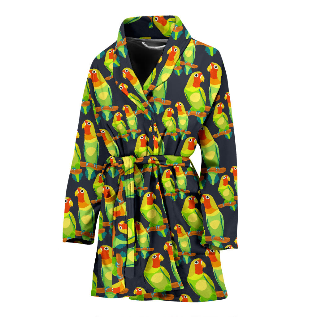 Lovebird Pattern Print Design 01 Women Bathrobe