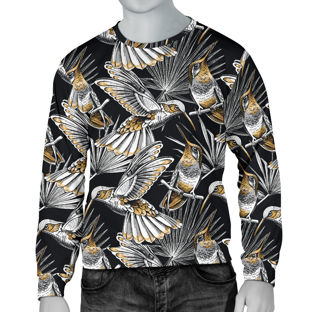 Hummingbird Gold Design Themed Print Men Long Sleeve Sweatshirt