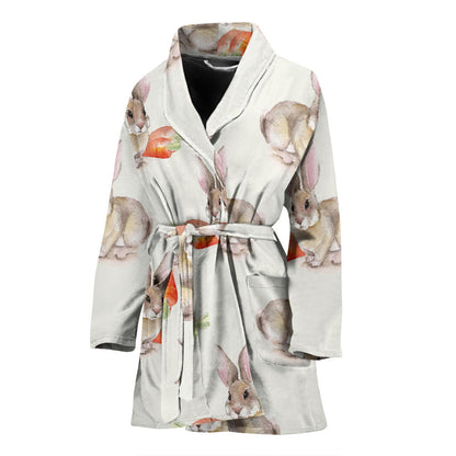Rabbit Pattern Print Design 01 Women Bathrobe