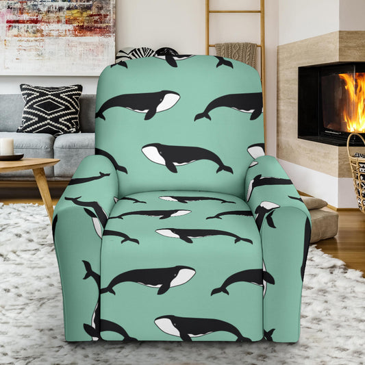 Whale Print Design LKS307 Recliner Slipcover with Pocket