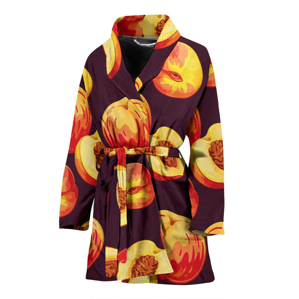 Peach Pattern Print Design A04 Women Bathrobe
