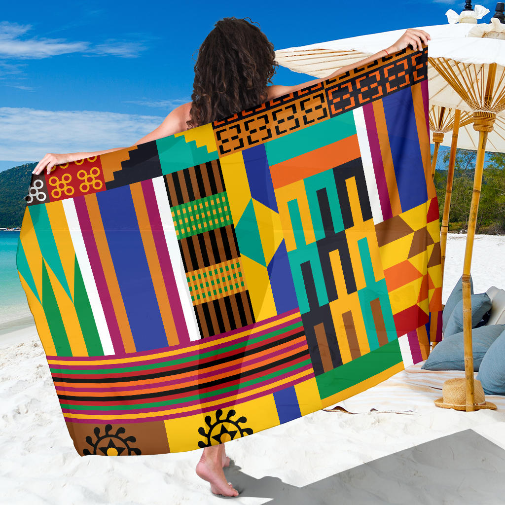 Kente Pattern Print Design 03 Sarong Pareo Wrap
