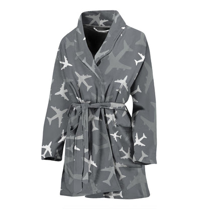 Airplane Pattern Print Design 02 Women Bathrobe