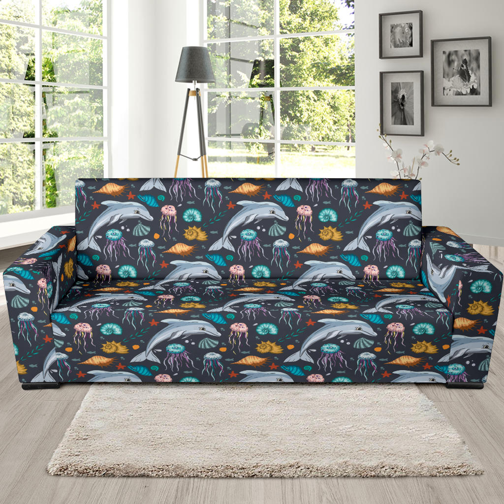 Underwater Dolphin Print Design LKS304 Sofa Slipcover
