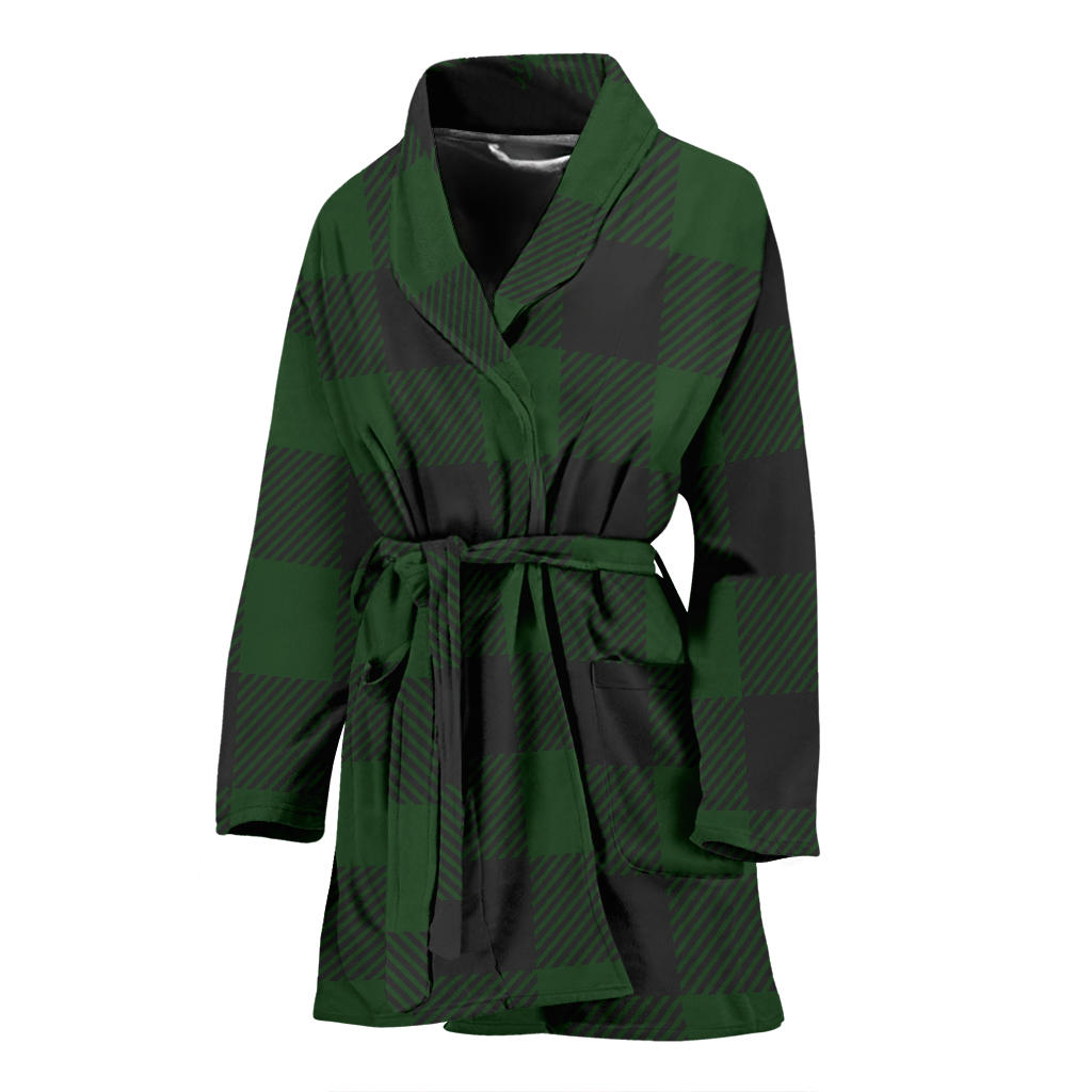 Buffalo check Green Pattern Print Design 02 Women Bathrobe