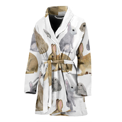 Rabbit Pattern Print Design 02 Women Bathrobe