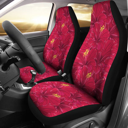 Hibiscus Red Pattern Print LKS308 Car Seat Covers