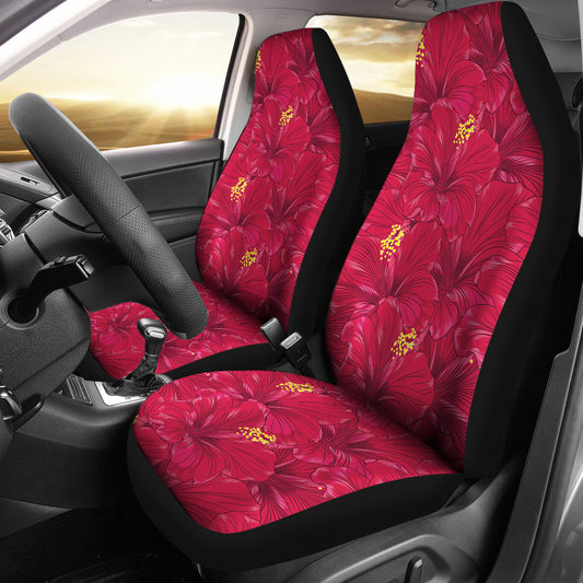 Hibiscus Red Pattern Print LKS308 Car Seat Covers
