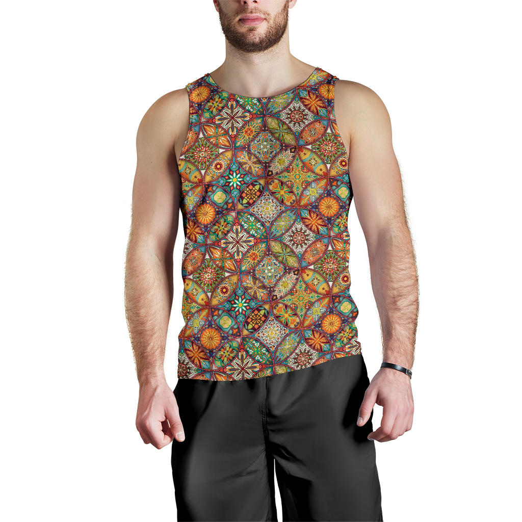 Mandala Flower Themed Design Print Men Tank Top
