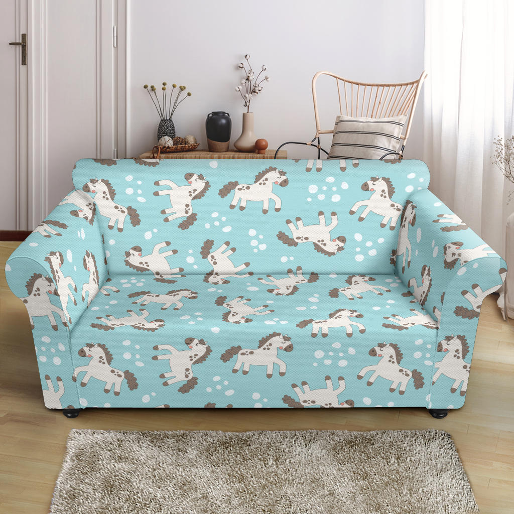 Horse Cute Print Design LKS306 Loveseat Couch Slipcover