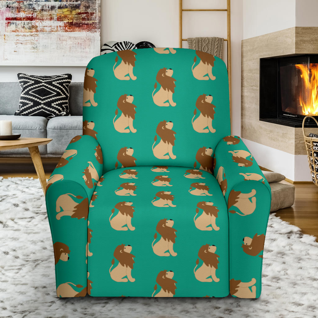 Lion Pattern Print Design 02 Recliner Slipcover with Pocket