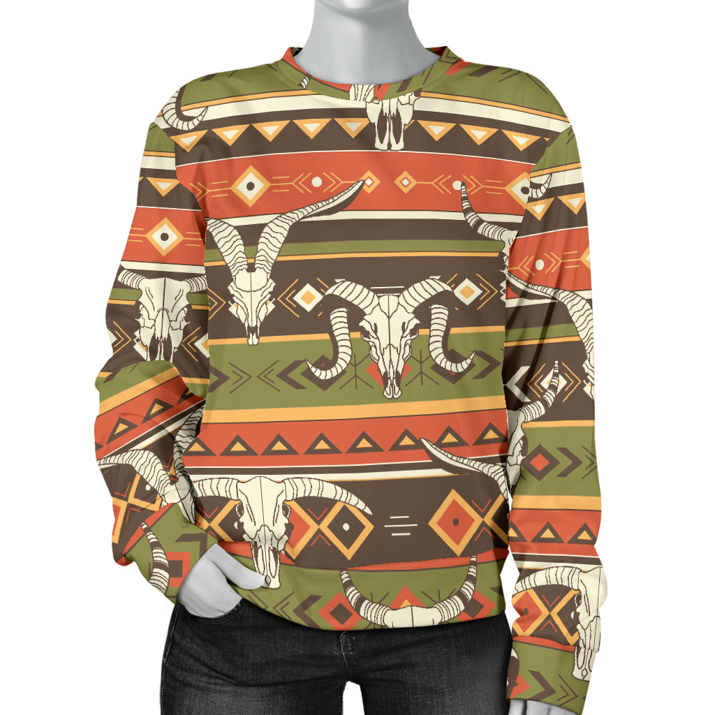 American indian Skull Animal Women Long Sleeve Sweatshirt
