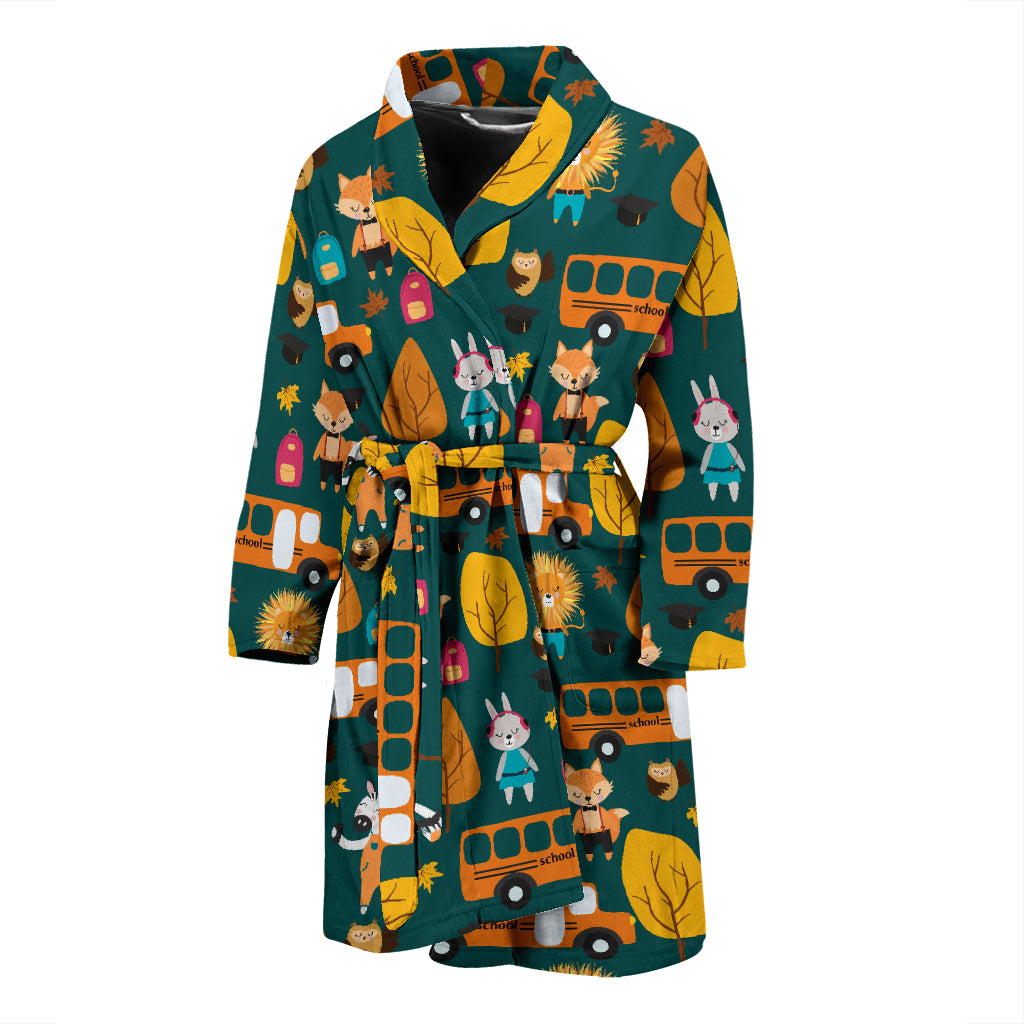 School Bus Print Design LKS309 Men Bathrobe