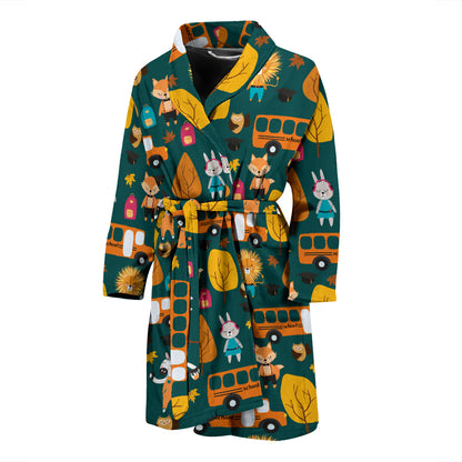 School Bus Print Design LKS309 Men Bathrobe