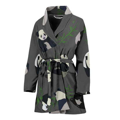 Panda Pattern Print Design A06 Women Bathrobe