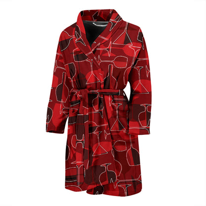 Wine Glass Print Design LKS301 Men Bathrobe