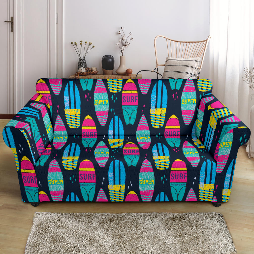 Surfboard Colorful Print Design LKS302 Loveseat Couch Slipcover