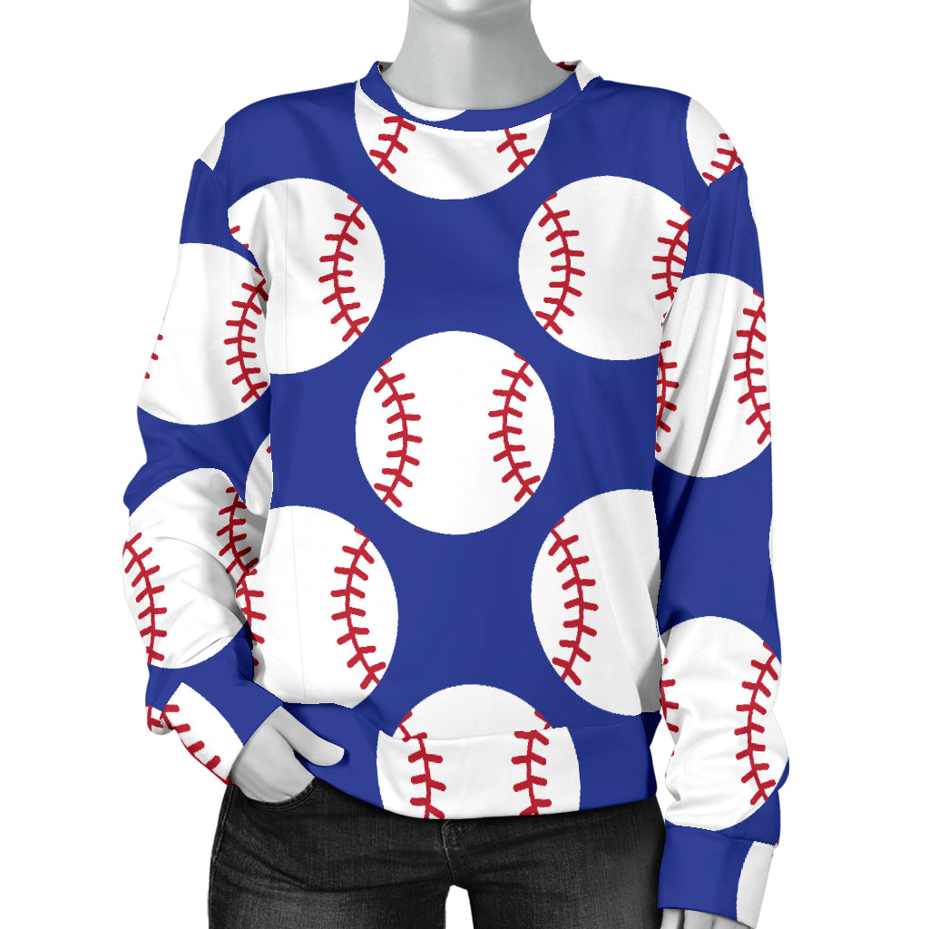 Baseball Blue Background Women Long Sleeve Sweatshirt