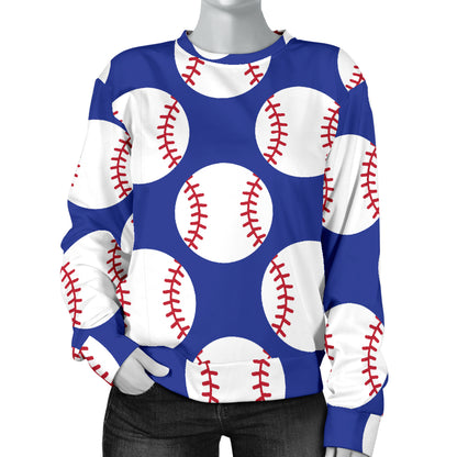 Baseball Blue Background Women Long Sleeve Sweatshirt