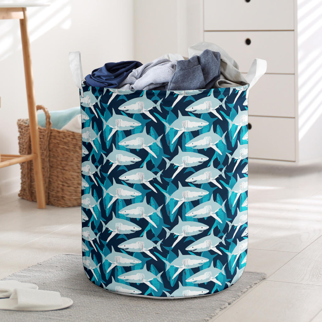 Shark Design Print Laundry Basket