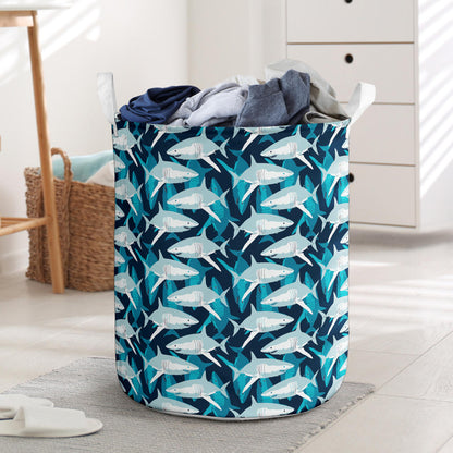 Shark Design Print Laundry Basket