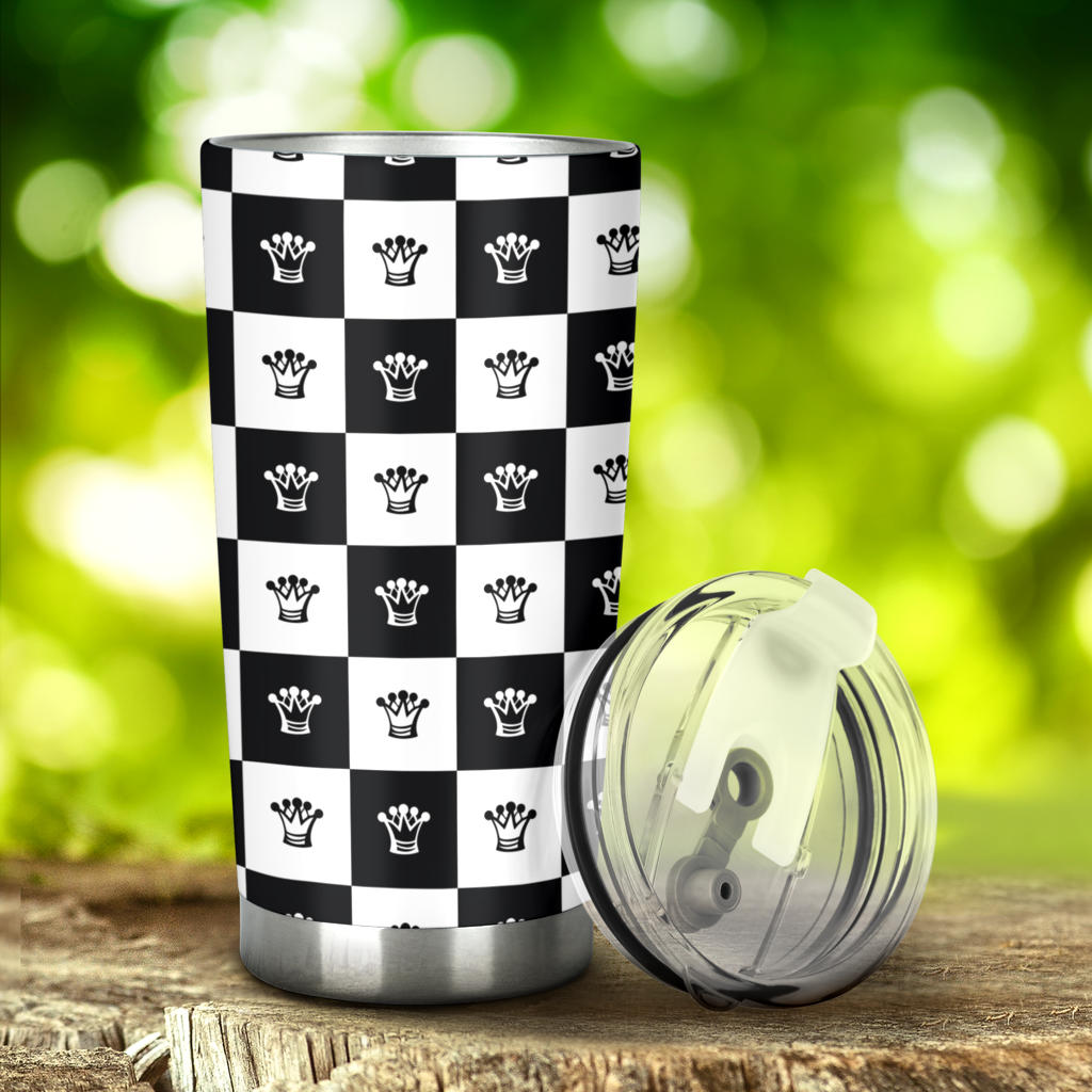 Checkered Flag Crown Pattern Tumbler