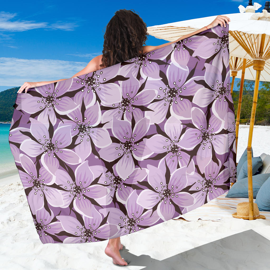 Lilac Pattern Print Design 01 Sarong Pareo Wrap
