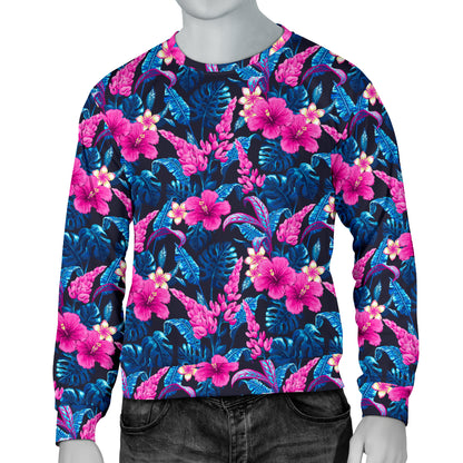 Tropical Folower Pink Themed Print Men Long Sleeve Sweatshirt