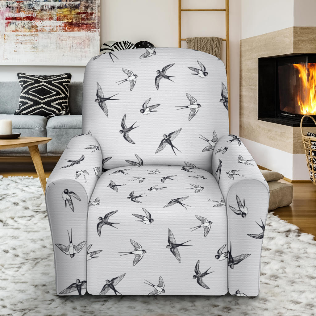 Swallow Bird Pattern Print Design 04 Recliner Slipcover with Pocket