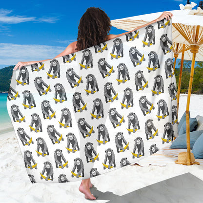 Chimpanzee Pattern Print Design 05 Sarong Pareo Wrap